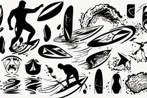 man surfing a giant wave tattoo idea