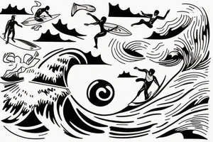 man surfing a giant wave tattoo idea