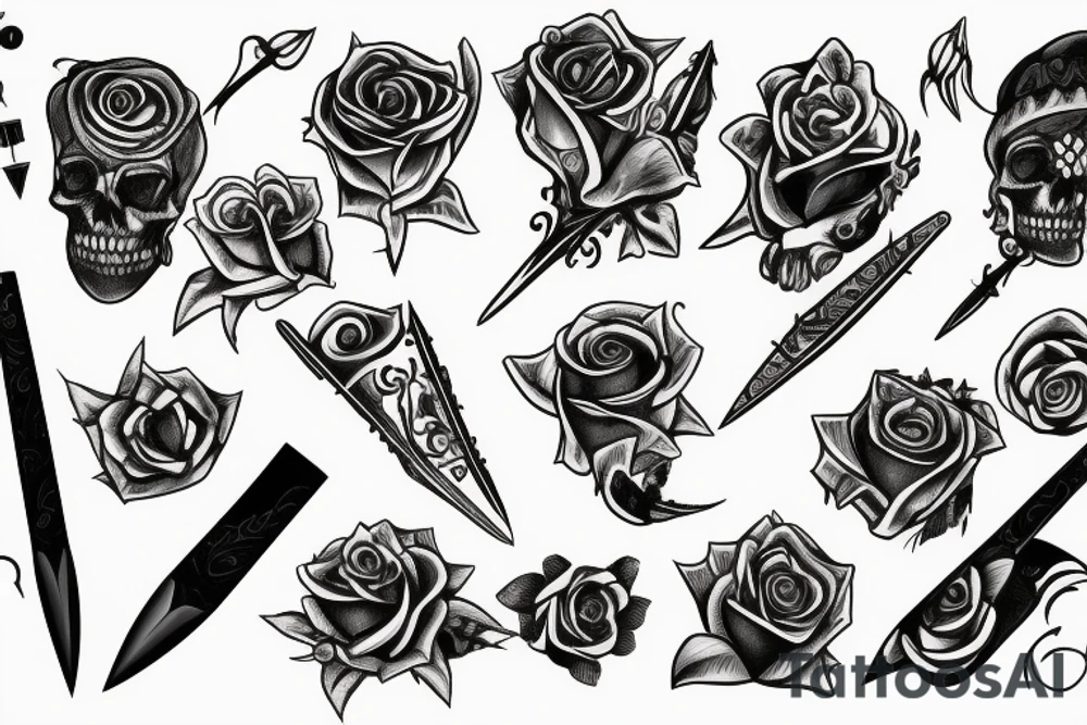 Dagger with rose tattoo idea