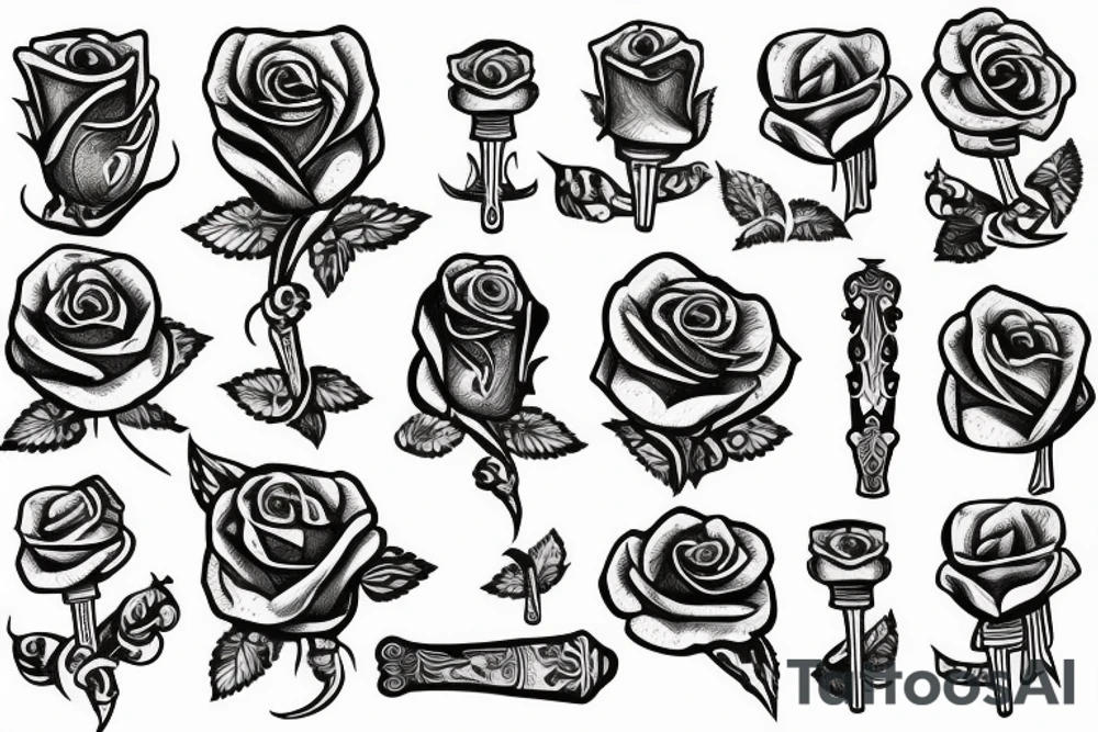 Dagger with rose tattoo idea