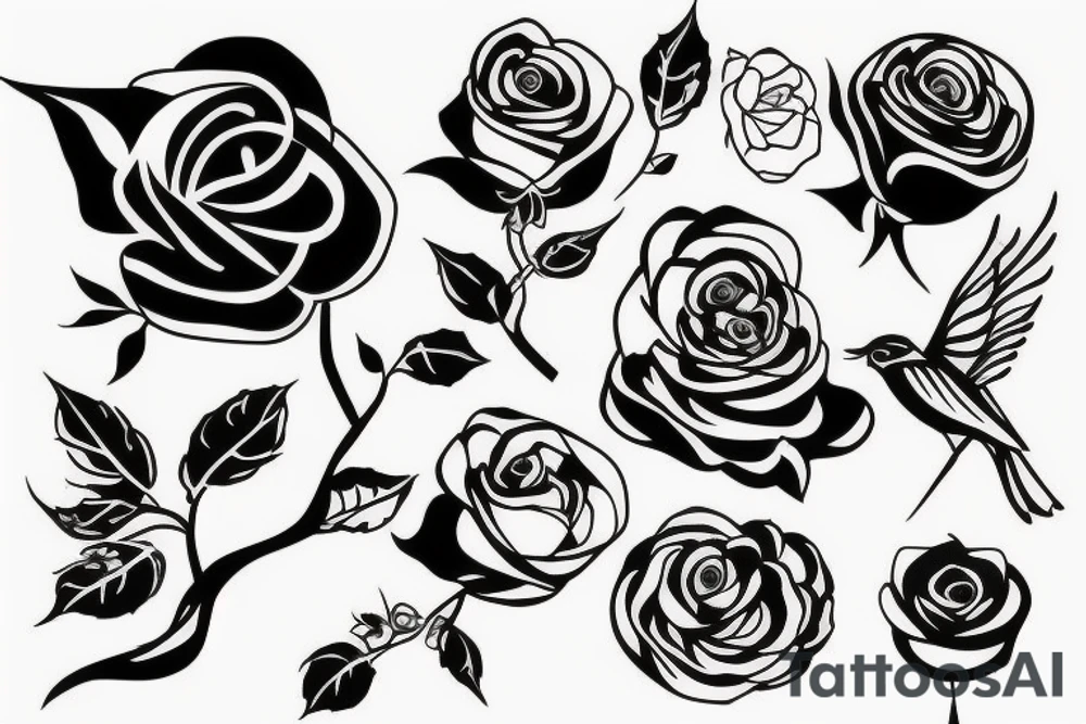 A bird styled like a rose tattoo idea