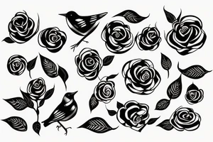 A bird styled like a rose tattoo idea