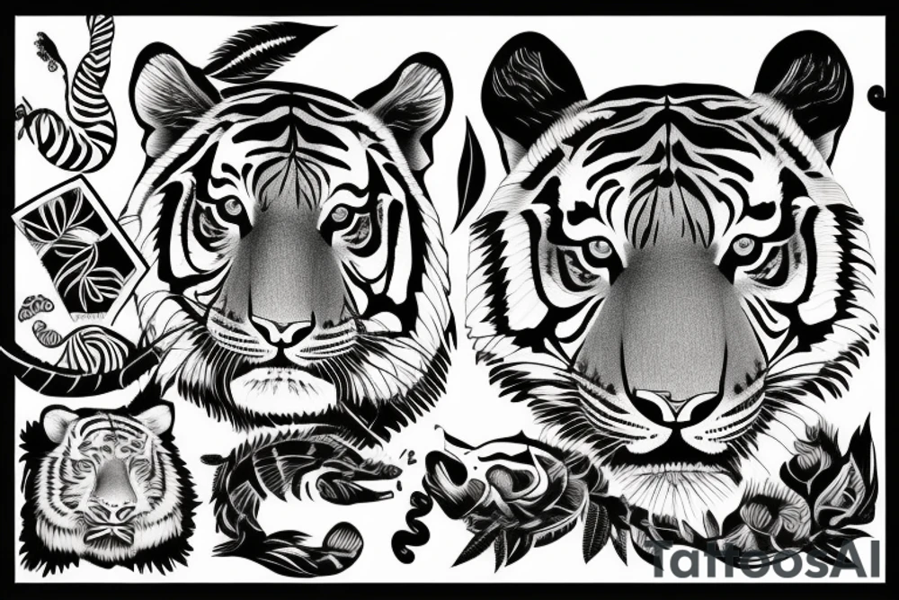 Tiger with nature tattoo idea
