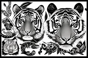 Tiger with nature tattoo idea