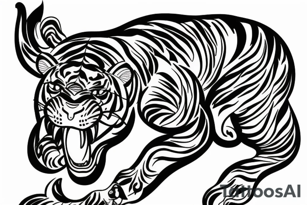 the ornament around the image of the tiger tattoo idea