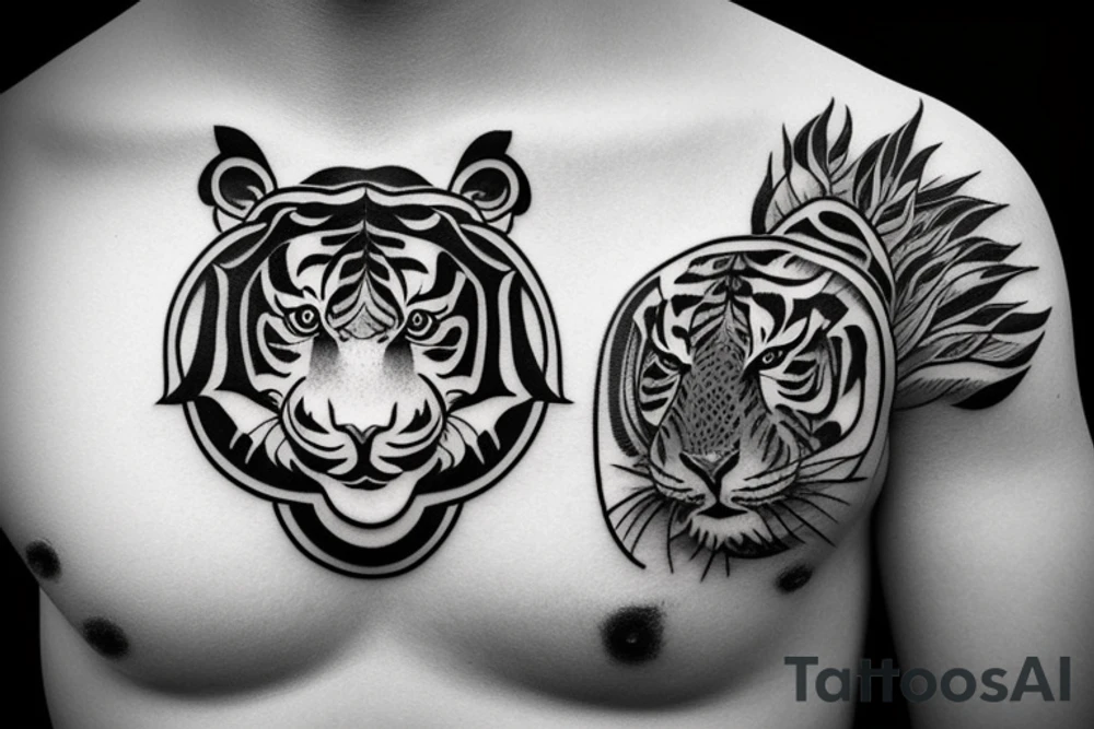 the ornament around the image of the tiger tattoo idea