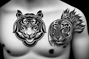 the ornament around the image of the tiger tattoo idea