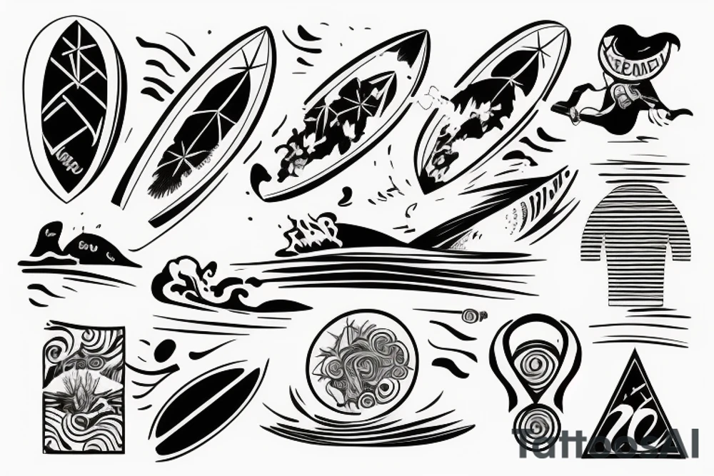 Skiing and surf tattoo idea