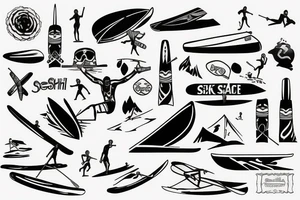 Ski surf beach tattoo idea