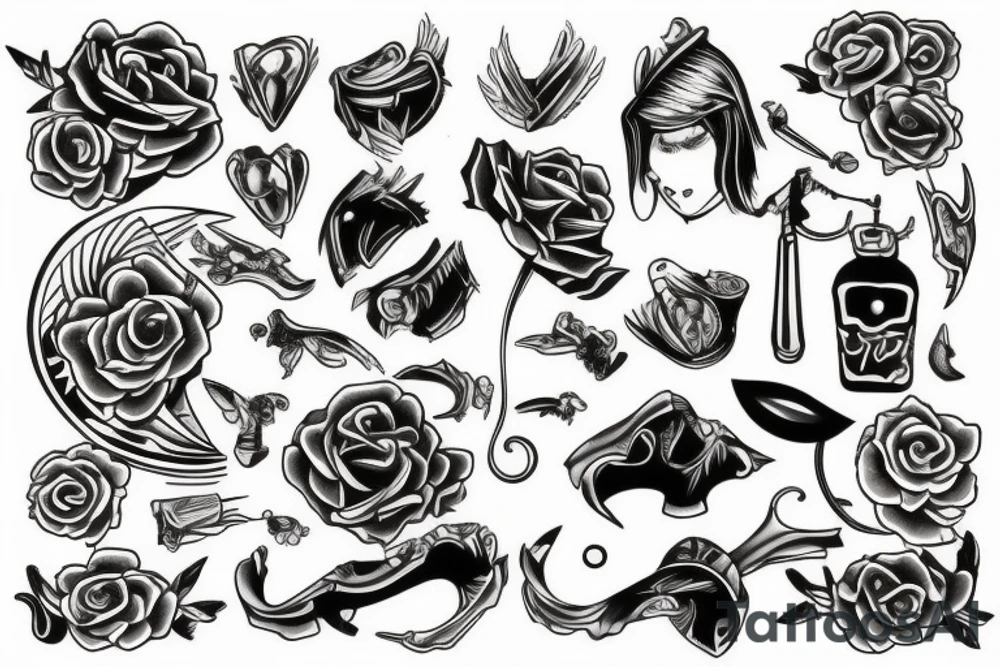 Black scelet tattoo idea