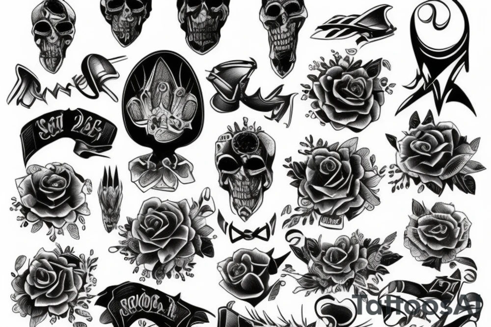 Black scelet tattoo idea