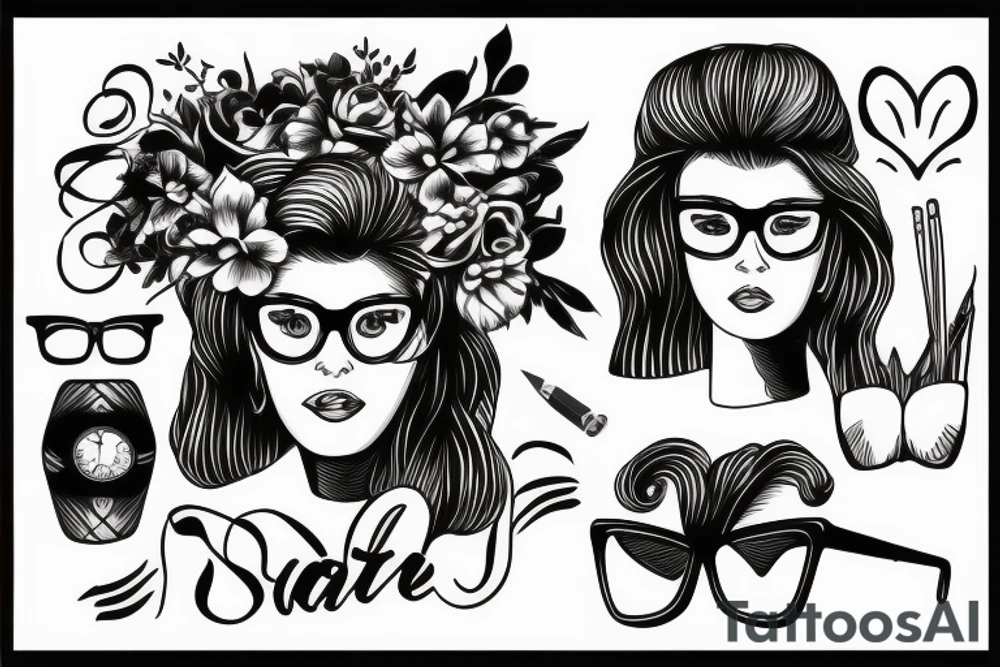 Girl ,glasses, cane tattoo idea