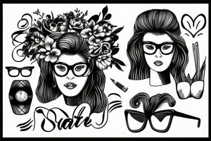 Girl ,glasses, cane tattoo idea