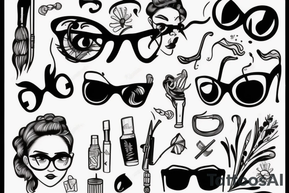 Girl ,glasses, cane tattoo idea