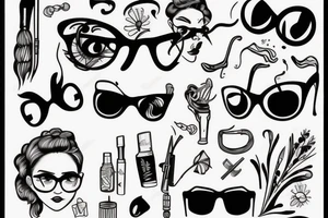 Girl ,glasses, cane tattoo idea