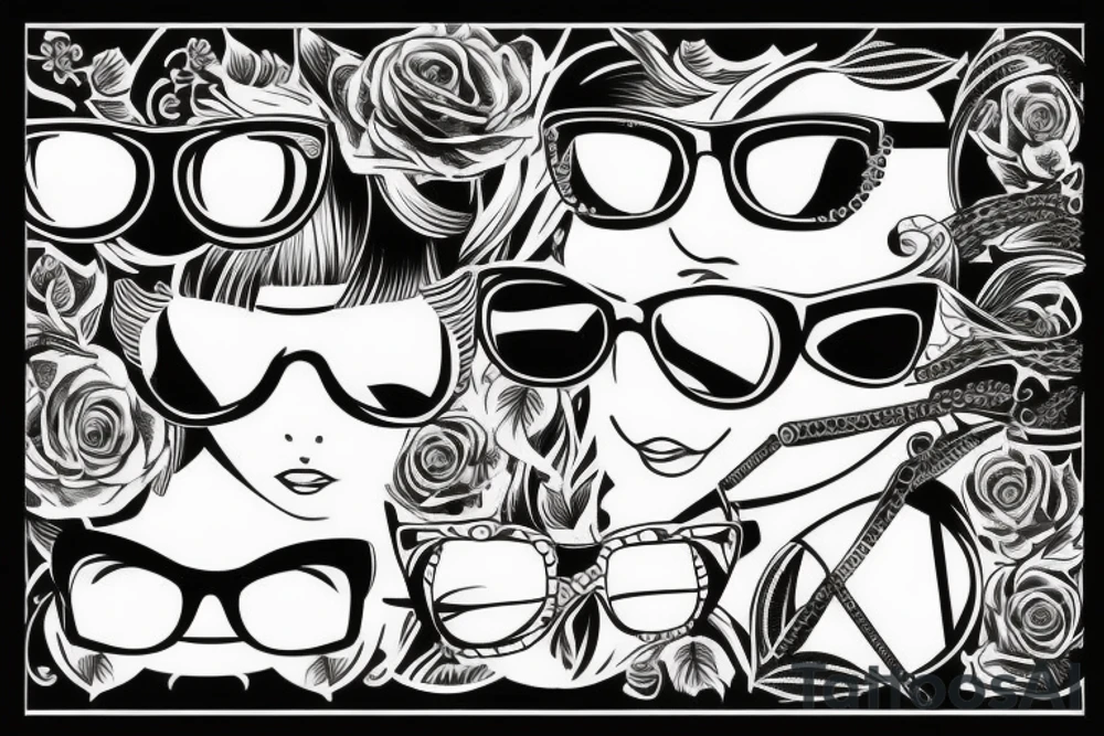 Girl  glasses cane tattoo idea