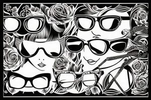 Girl  glasses cane tattoo idea