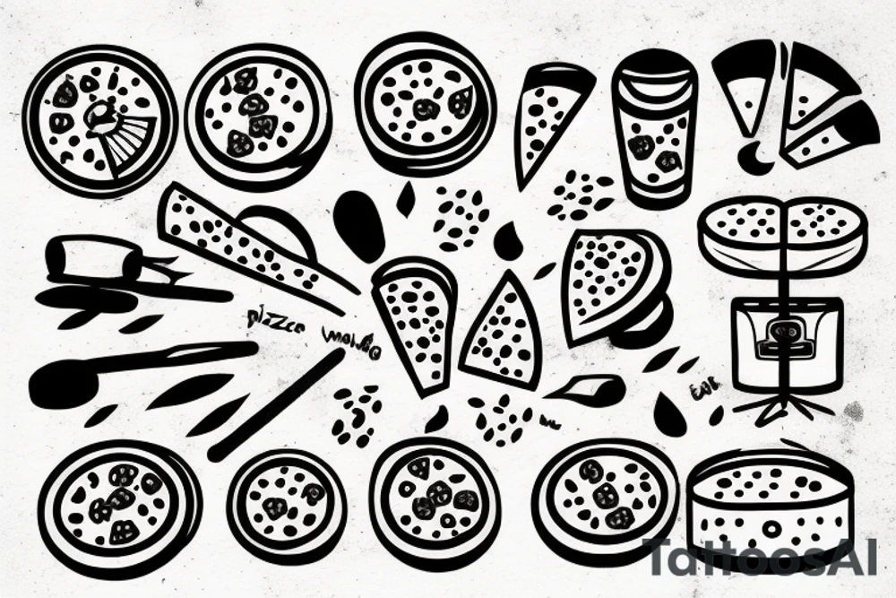 pizza, drum kit tattoo idea