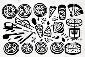 pizza, drum kit tattoo idea