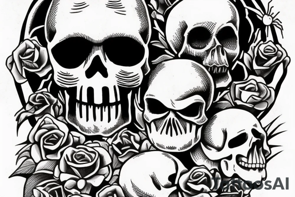 spider, skull, jesus christ tattoo idea