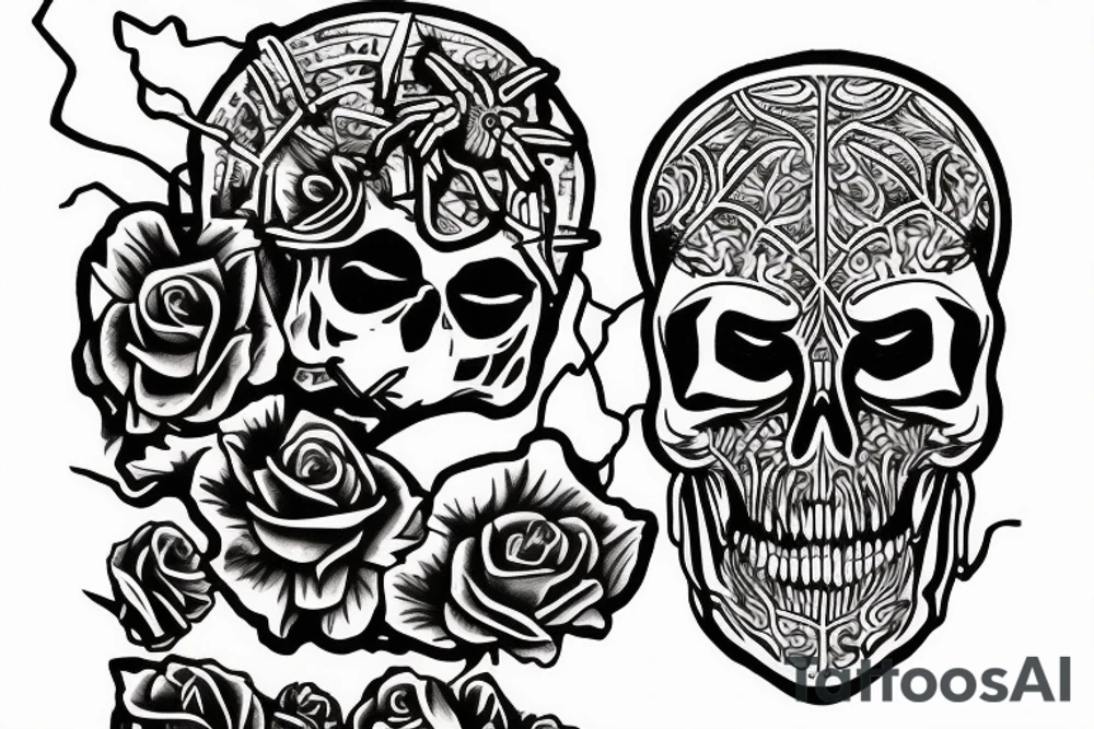 spider, skull, jesus christ tattoo idea