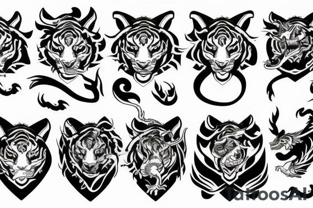 Dragon, tiger, girl tattoo idea