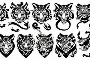 Dragon, tiger, girl tattoo idea