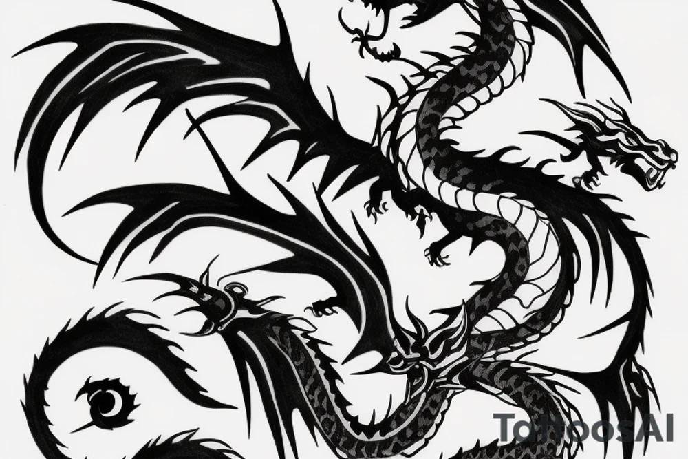 Dragon, tiger, girl tattoo idea
