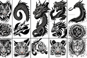 Dragon, tiger, girl tattoo idea