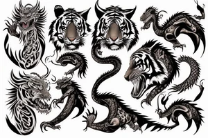 Dragon, tiger, girl tattoo idea