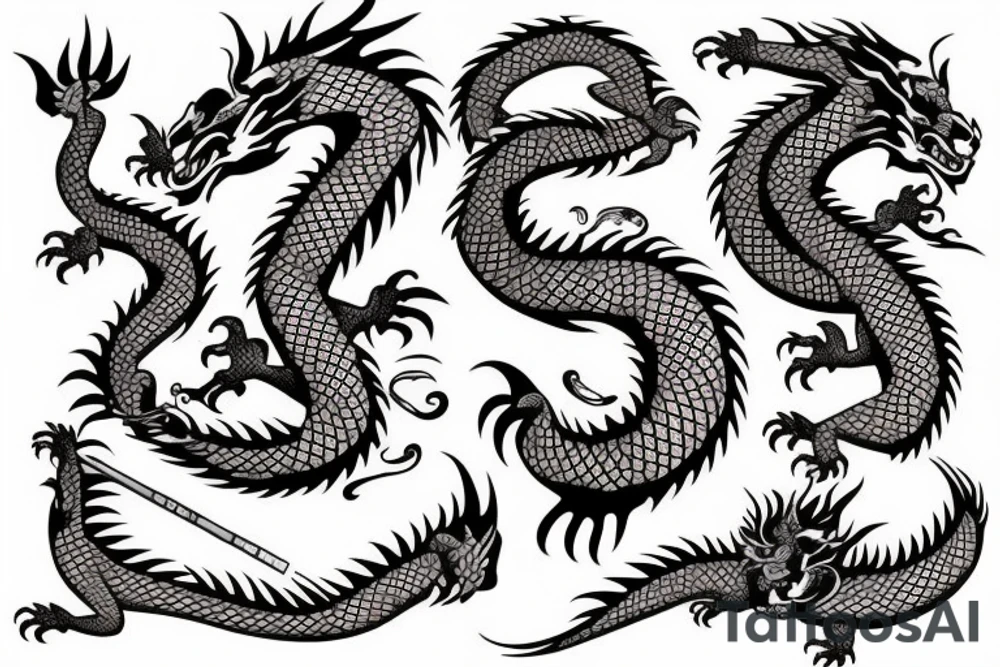 Dragon with tiger and the girl tattoo idea