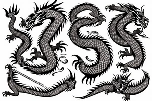 Dragon with tiger and the girl tattoo idea