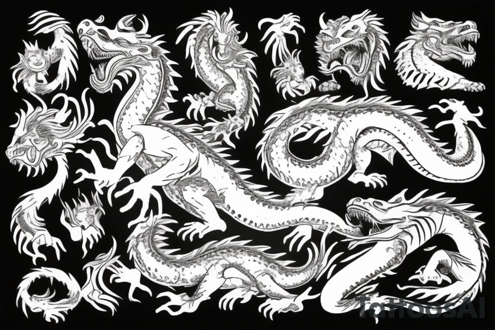 Dragon with tiger and the girl tattoo idea