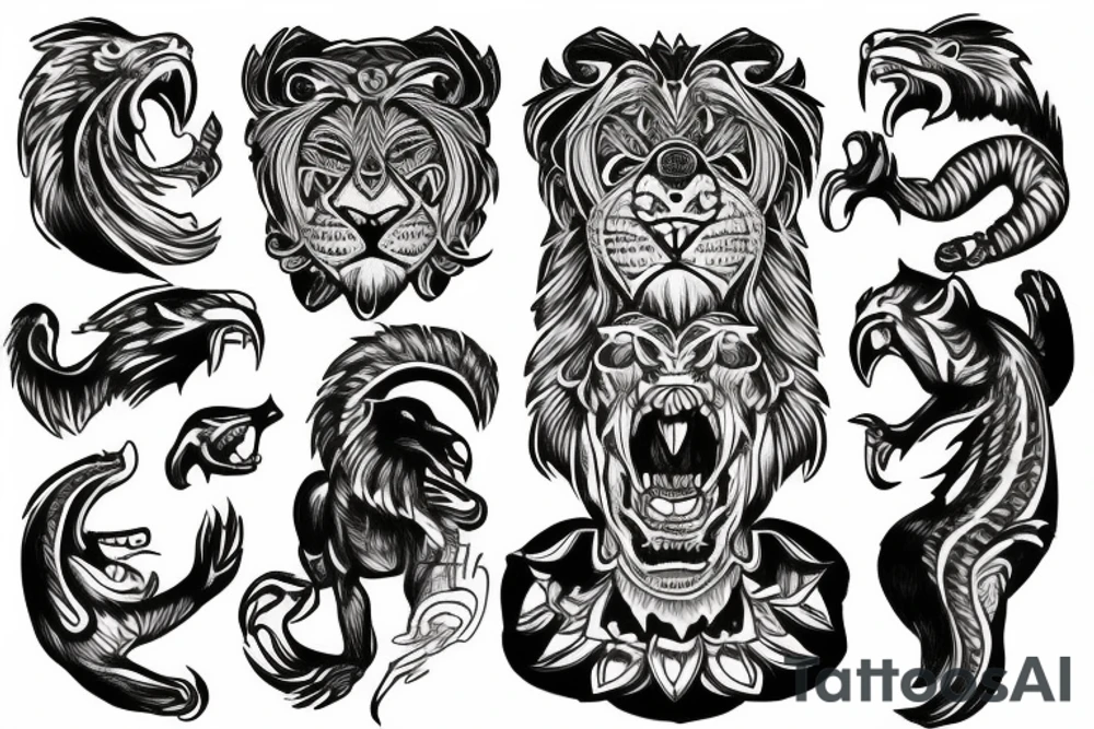 roaring lion tattoo idea