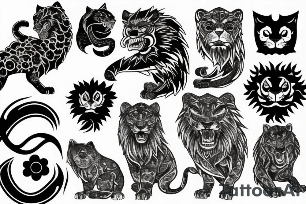 roaring lion tattoo idea