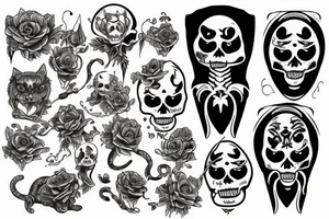 skeleton cat reaper tattoo idea