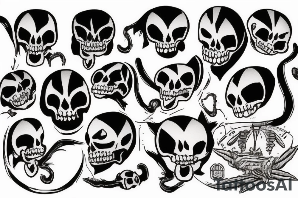 skeleton cat reaper tattoo idea