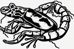 Scorpion on top of a frog crossing a river tattoo idea