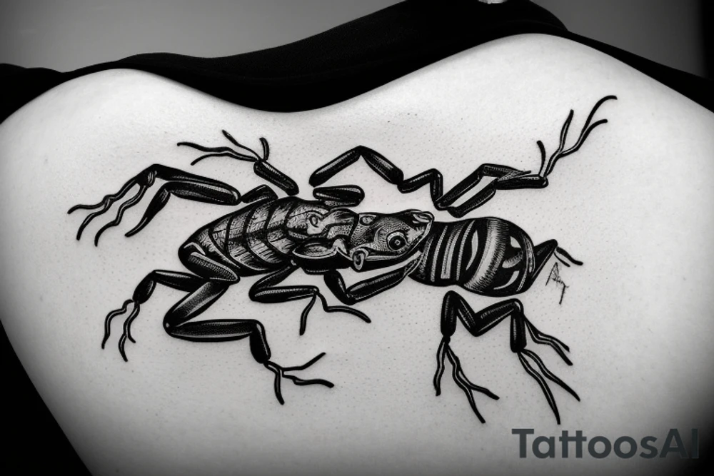 Scorpion on top of a frog crossing a river tattoo idea Scorpion on top of a frog crossing a river tattoo idea