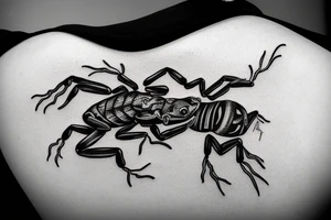 Scorpion on top of a frog crossing a river tattoo idea