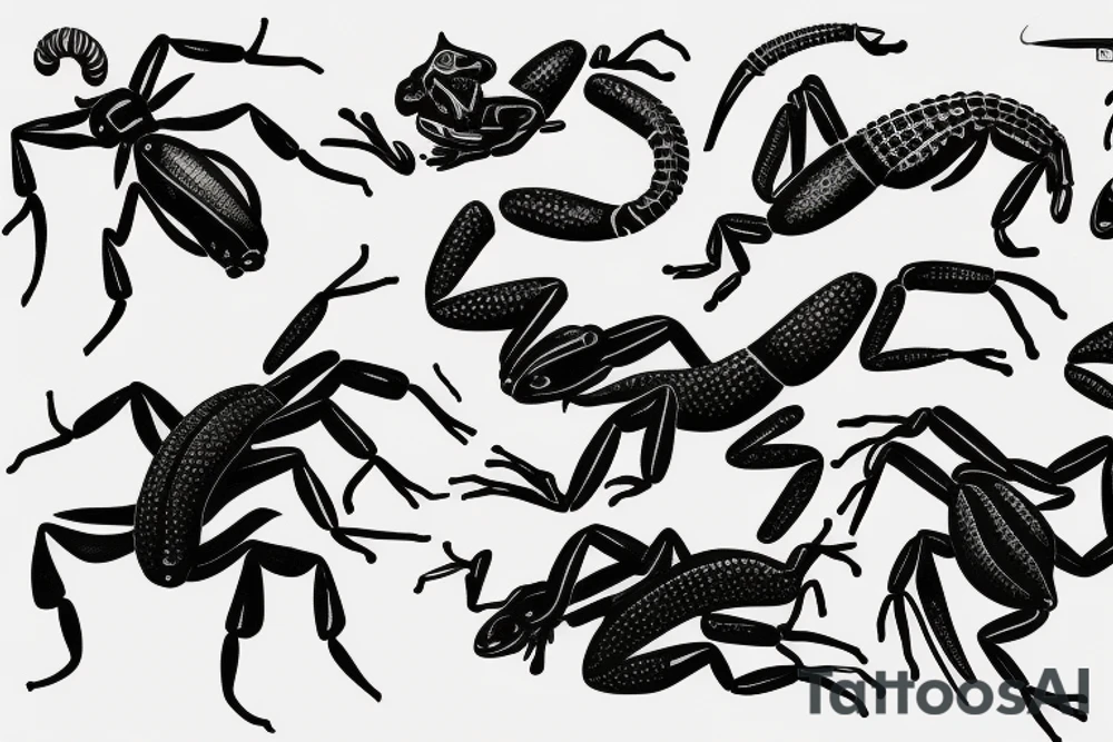 Scorpion on top of frog tattoo idea