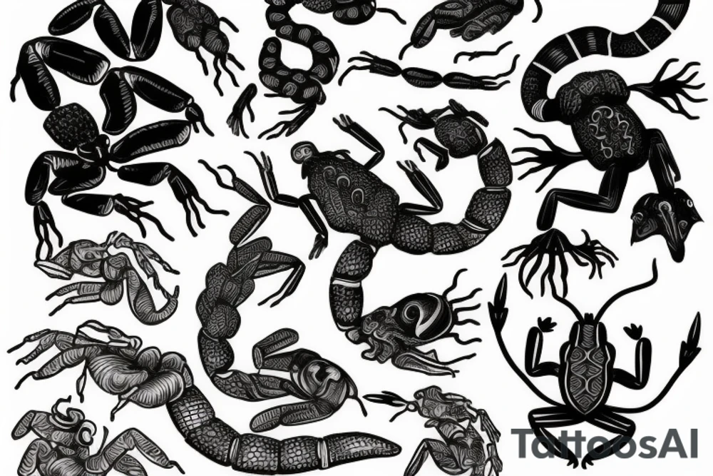 Scorpion and frog tattoo idea