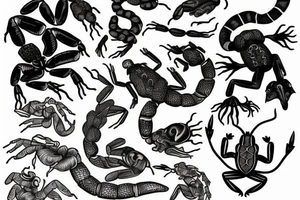 Scorpion and frog tattoo idea