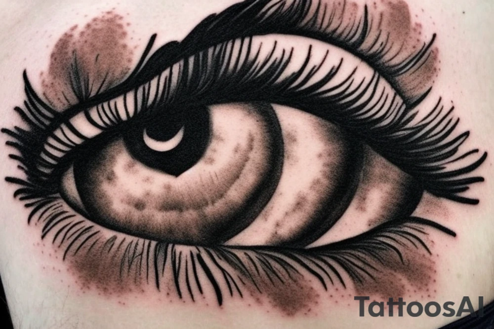 A brown, caramel-colored eye that will be located in the center of a mix of black and white composed of clouds and fine lines.  I want a lot of cloud tattoo idea