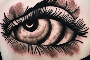 A brown, caramel-colored eye that will be located in the center of a mix of black and white composed of clouds and fine lines.  I want a lot of cloud tattoo idea