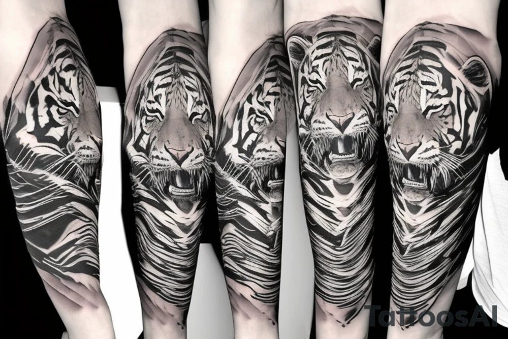 tiger on leg tattoo idea