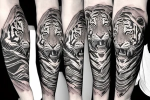 tiger on leg tattoo idea