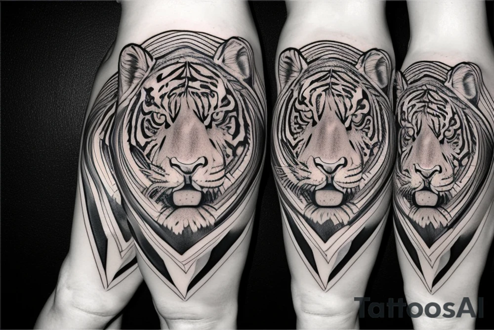 tiger on leg tattoo idea