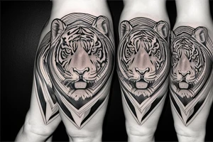 tiger on leg tattoo idea