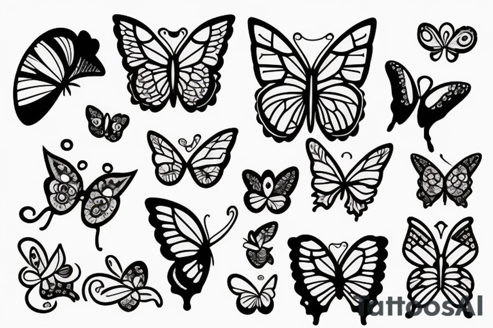 a cat playing with a butterfly tattoo idea